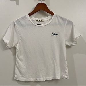 AMO white cropped tee